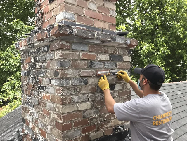 In-progress chimney restoration by Lakewood Chimney Sweep in Lakewood, OH