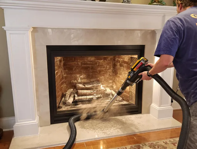 Fireplace cleaning performed by Lakewood Chimney Sweep in Lakewood, OH